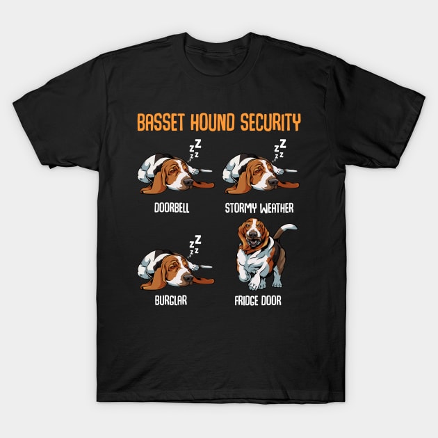 Basset Hound Security Animal Dog Pet Puppy T-Shirt by Funnyawesomedesigns